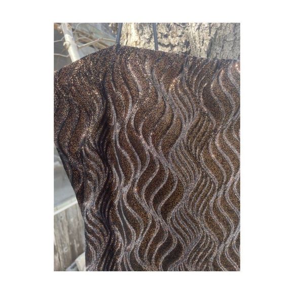 Vintage | 90s Formal Gown Dress Velvet Burnout Gold Metallic Spaghetti Straps 14 - Picture 2 of 14